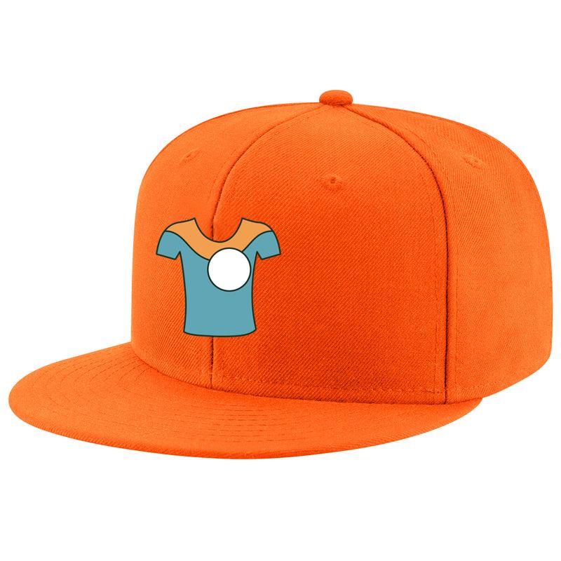 Blue And Orange T Shirt With A White Circle On It Cap