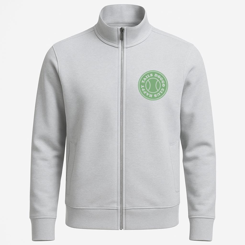 Playful Dog Club Logo Design With Tennis Theme Jacket