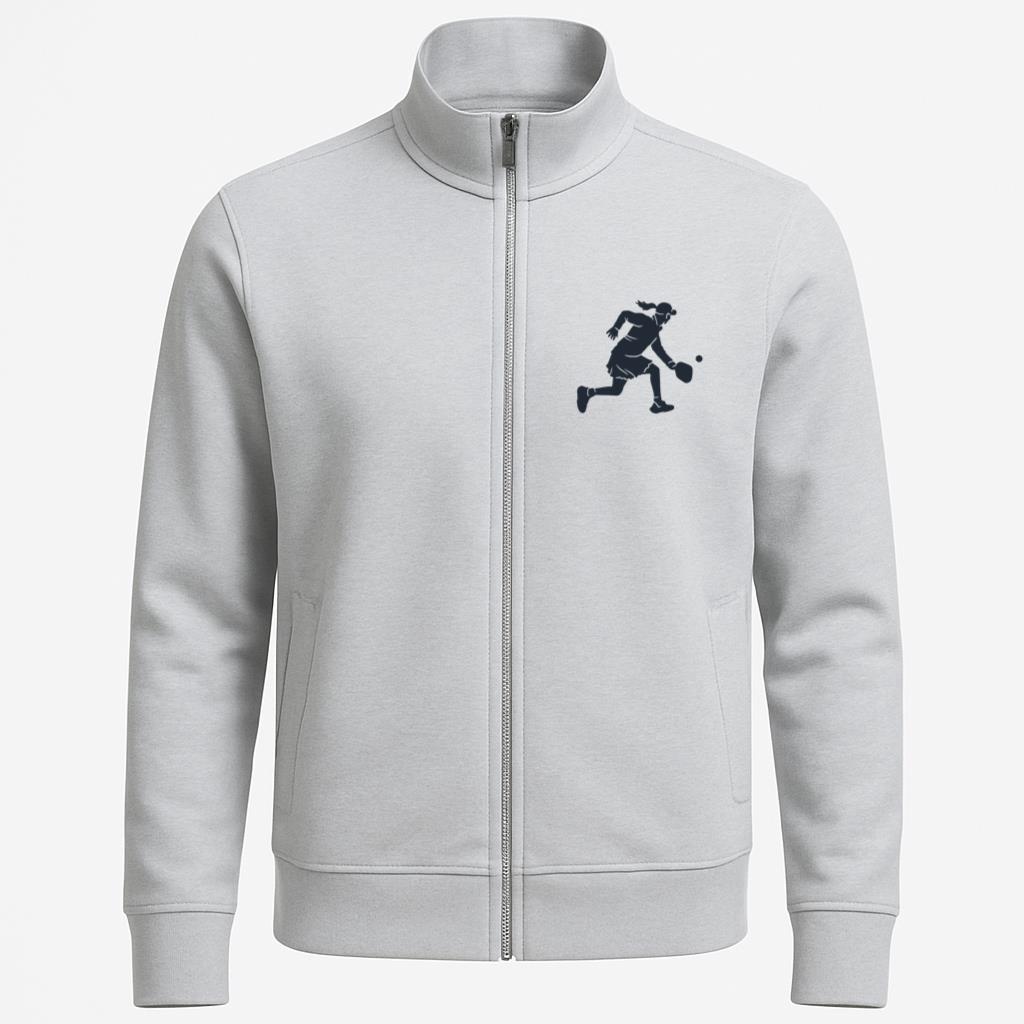 Silhouette Of A Woman Running With A Pickeball Racket Jacket