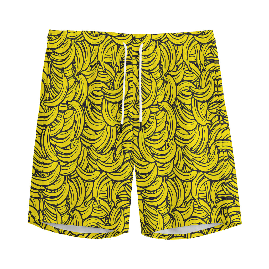 Yellow Banana Pattern Print Men's Athletic Shorts