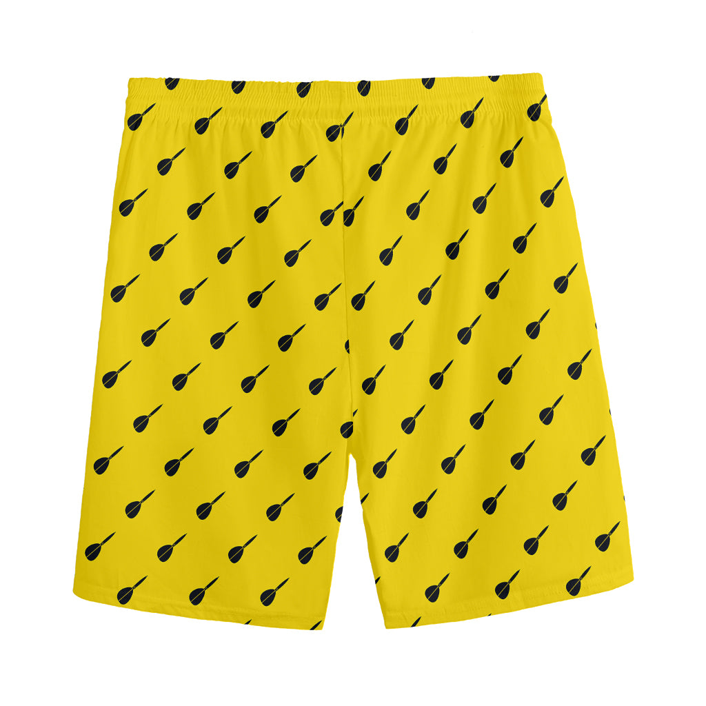 Yellow And Black Dart Pattern Print Men's Athletic Shorts