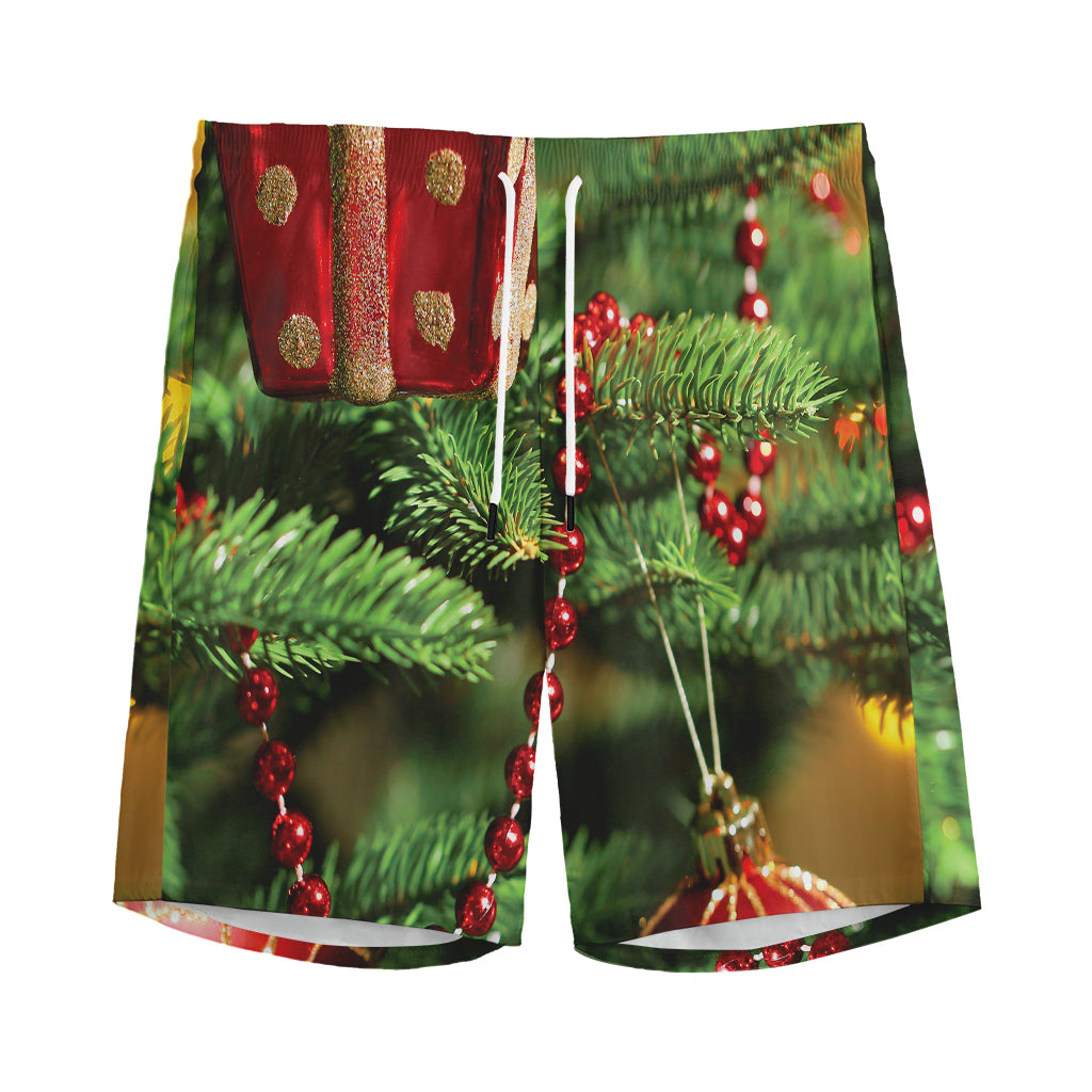 Xmas Tree Print Men's Athletic Shorts